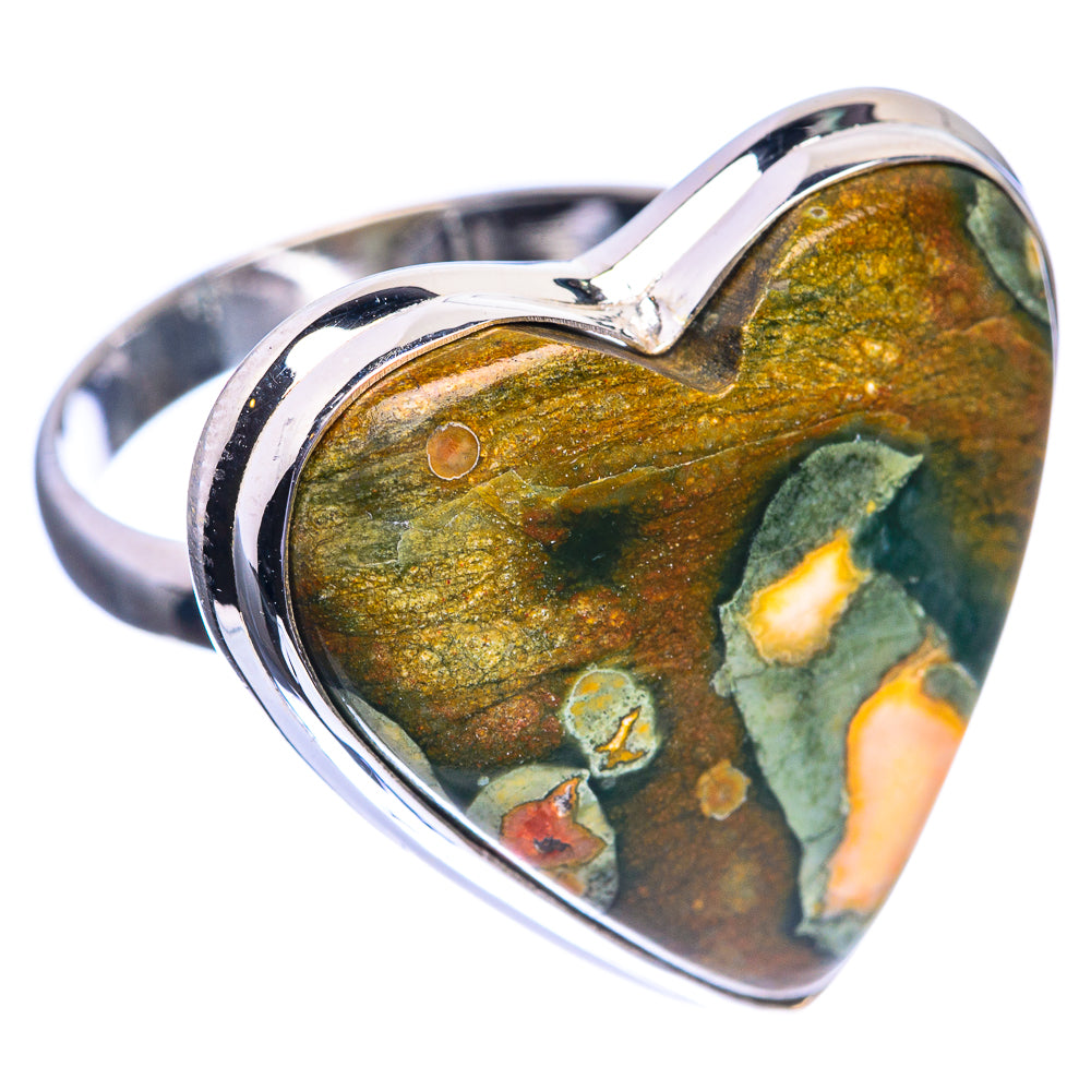 Large Ocean Jasper 925 Sterling Silver Ring Size 10.75