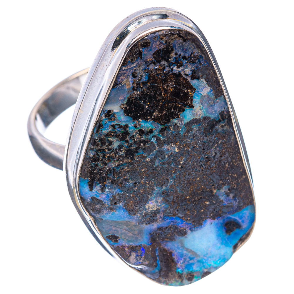 Premium Rare Boulder Opal Ring Size 9 (.925 Sterling Silver)