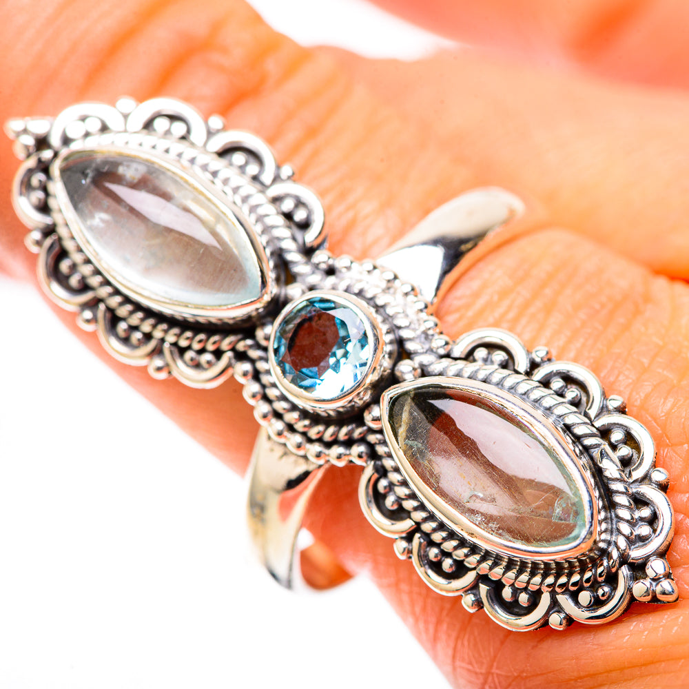Large Natural Aquamarine, Blue Topaz Ring Size 10.75 (925 Sterling Silver) RING137999