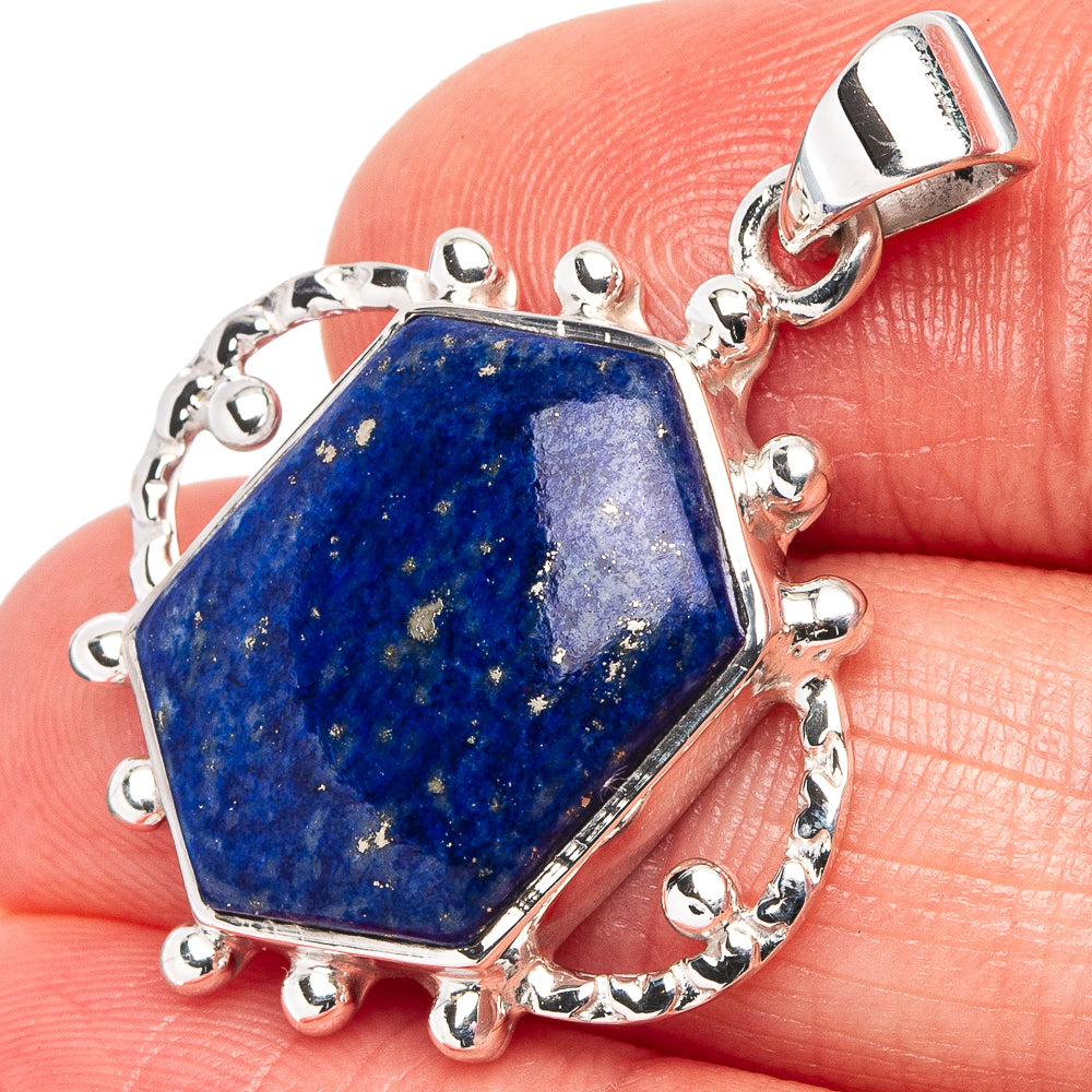 Premium Lapis Lazuli Pendant 1 1/4" (.925 Sterling Silver)