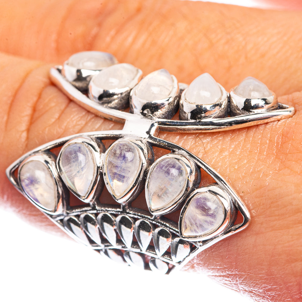 Large Rainbow Moonstone 925 Sterling Silver Ring Size 8.5