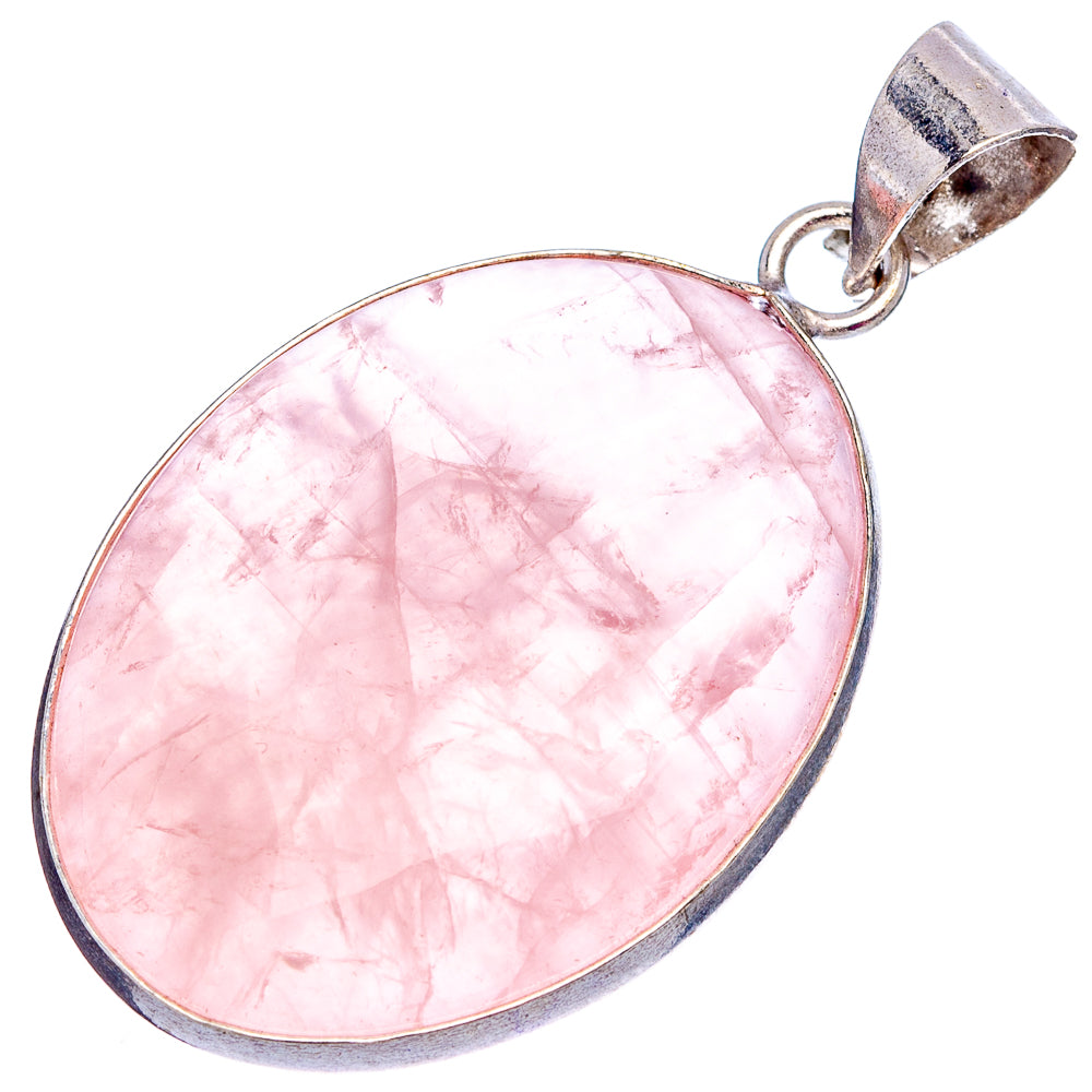 Rose Quartz Pendant 1 3/4" (Silver Plated)