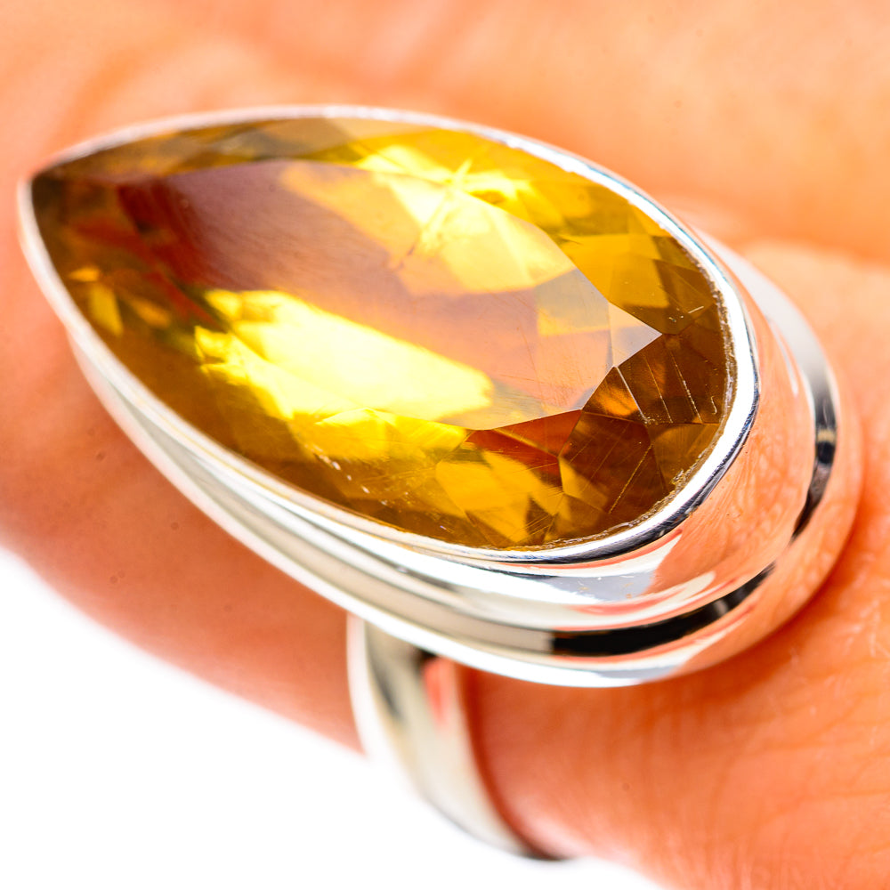 Large Faceted Citrine Ring Size 8 (925 Sterling Silver) RING139314
