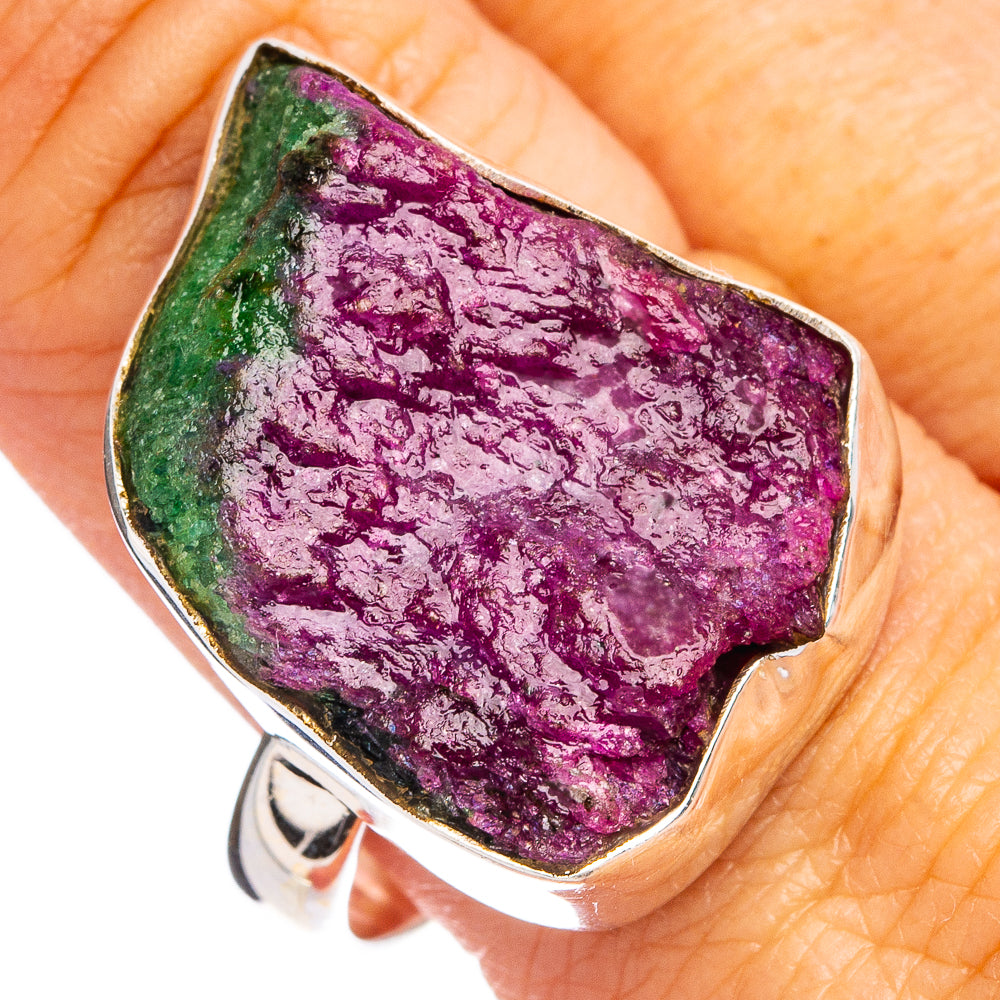 Raw Ruby Zoisite Ring Size 11.25 (.925 Sterling Silver)