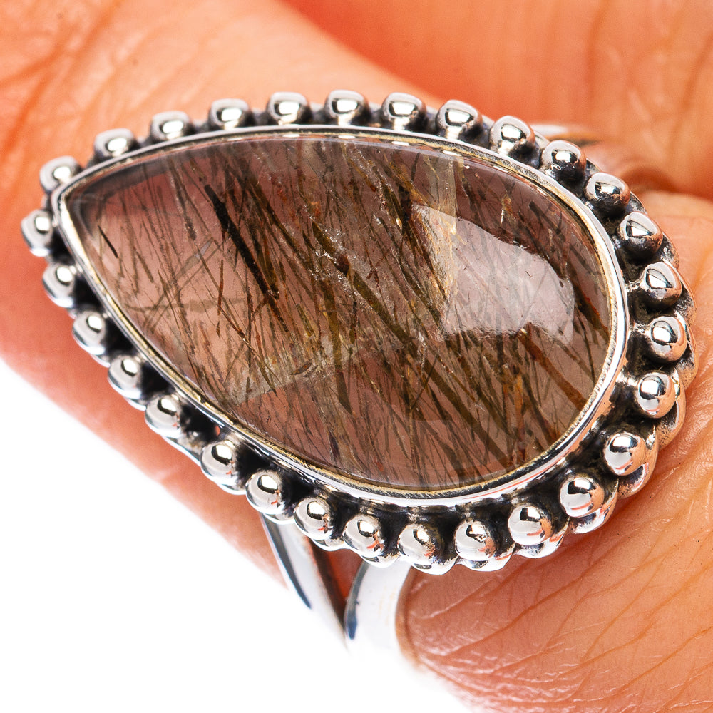 Golden Rutilated Quartz Ring Size 7.25 (925 Sterling Silver) R2004