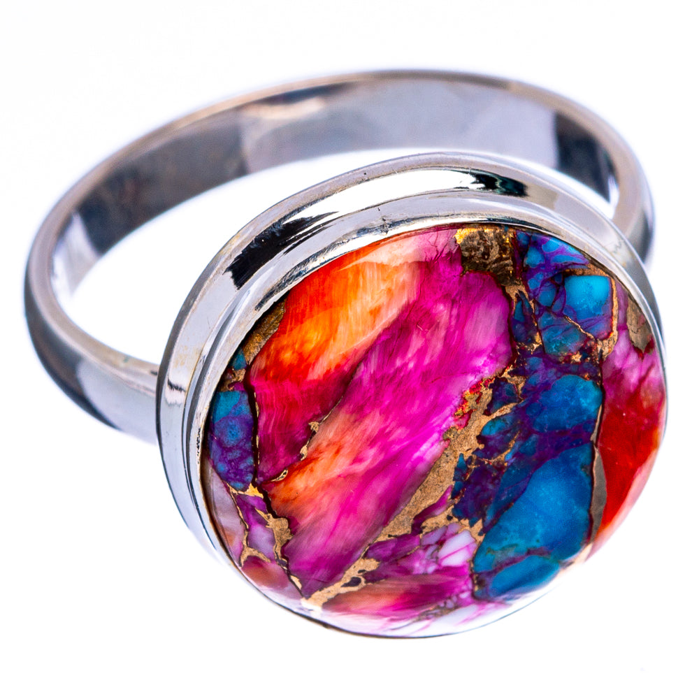 Kingman Pink Dahlia Turquoise Ring Size 8.75 (925 Sterling Silver) R146625
