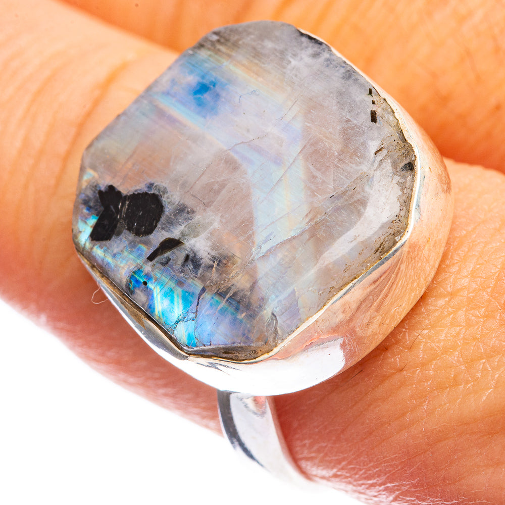 Rough Rainbow Moonstone Ring Size 9.5 (925 Sterling Silver) R142941