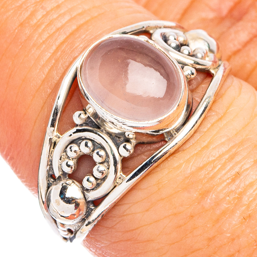 Dainty Rose Quartz Ring Size 8 (.925 Sterling Silver)