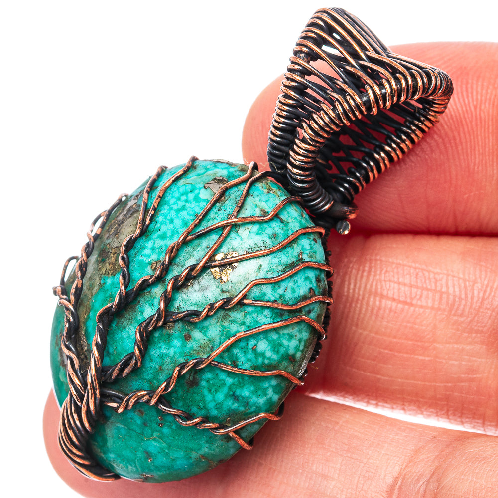 Turquoise Tree of Life Pendant 1 5/8" (Oxidized Copper)