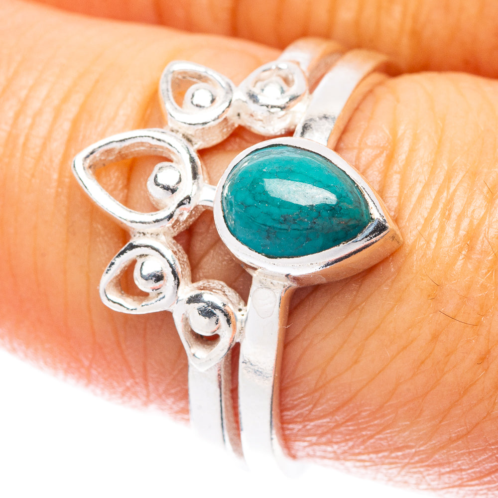 Tibetan Turquoise Ring Size 8 (925 Sterling Silver) R5497