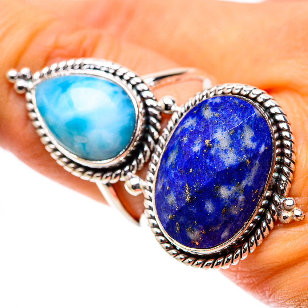 Large Lapis Lazuli, Larimar Ring Size 8 (925 Sterling Silver) RING138893