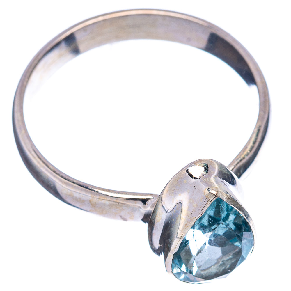 Faceted Blue Topaz Ring Size 7.5 (.925 Sterling Silver)