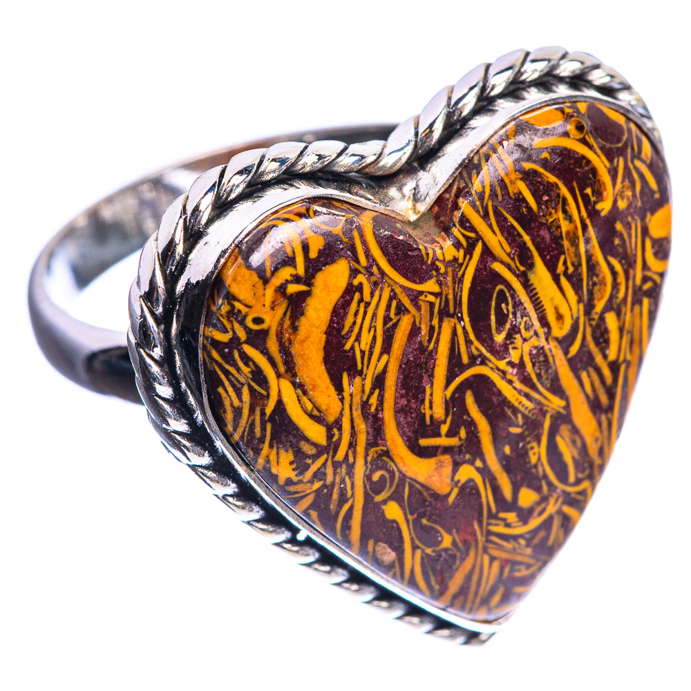 Large Coquina Jasper 925 Sterling Silver Ring Size 9.75