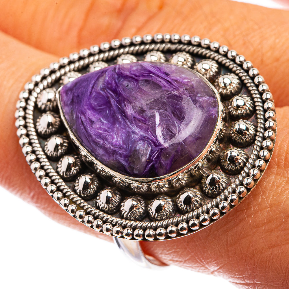 Large Charoite Ring Size 9.75 (925 Sterling Silver) R142880