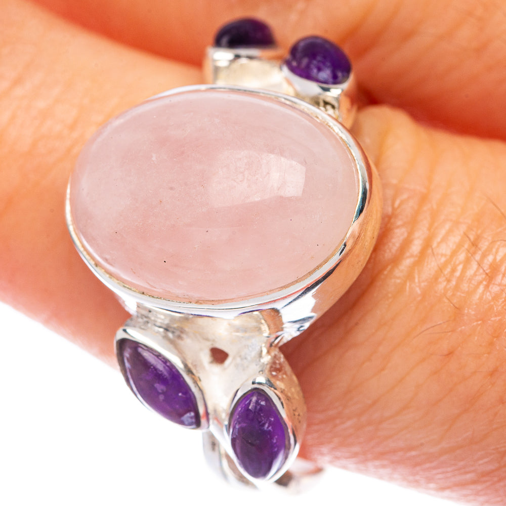 Large Rose Quartz, Amethyst Ring Size 10 (925 Sterling Silver) R144832