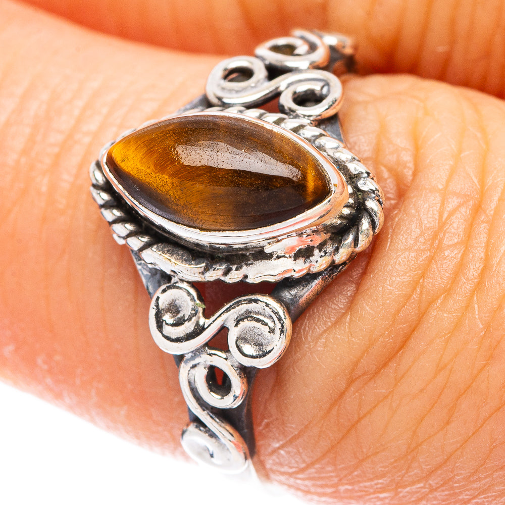 Tiger Eye Dainty Ring Size 7 (925 Sterling Silver) R5784