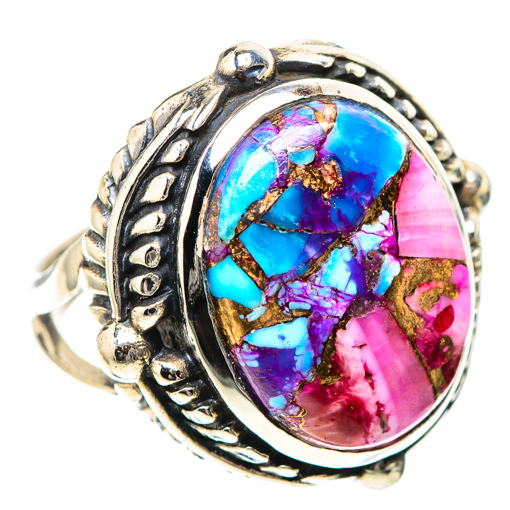 Kingman Pink Dahlia Turquoise Ring Size 6.5 (925 Sterling Silver) RING138754