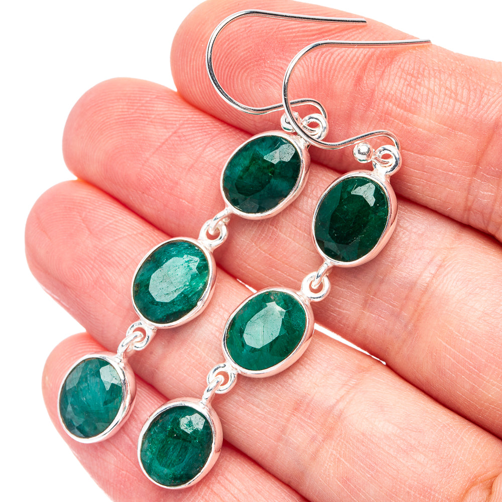 Green Sillimanite Earrings 2 1/8" (925 Sterling Silver) E2944