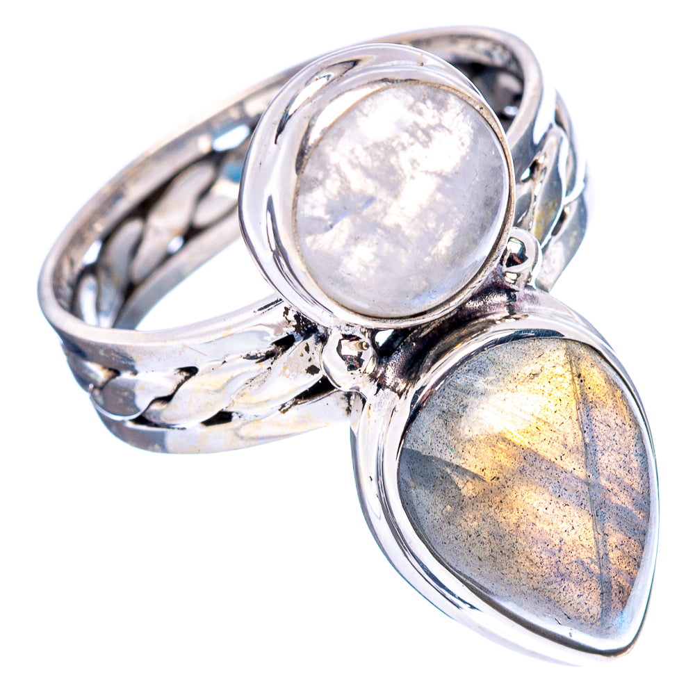 Labradorite, Rainbow Moonstone Ring Size 9.5 (.925 Sterling Silver)