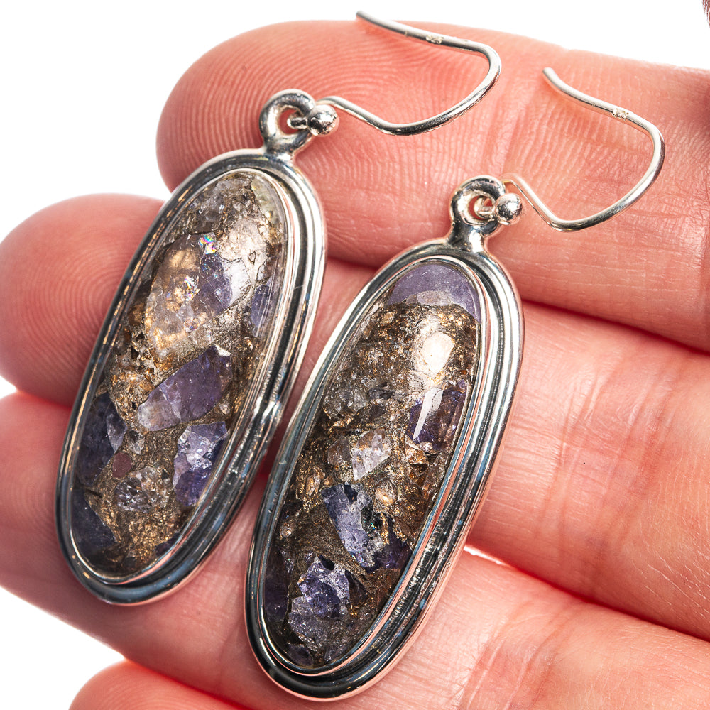 Brecciated Tanzanite 925 Sterling Silver Earrings 1 3/4"