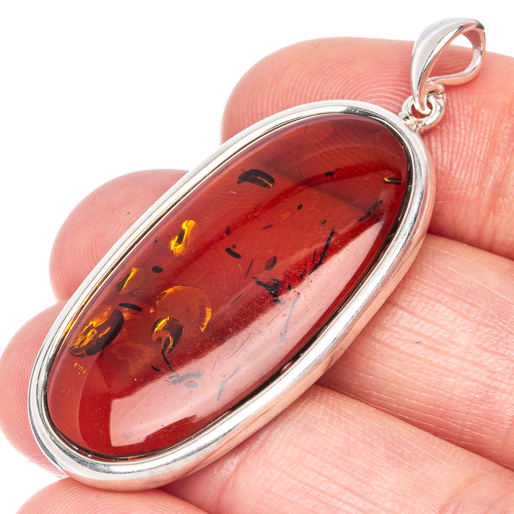 Anasilvercos Baltic Amber Pendant 1 7/8" (925 Sterlnig Silver)