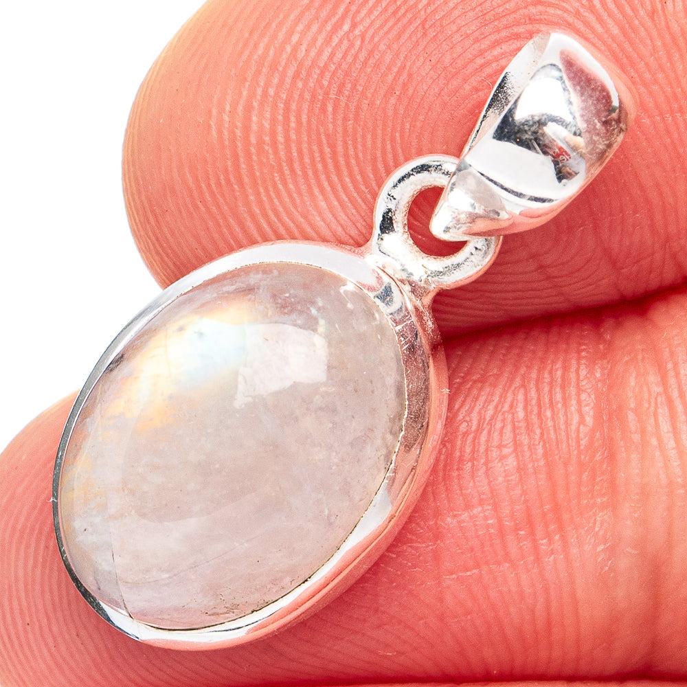 Dainty Rainbow Moonstone Pendant 1 1/8" (925 Sterling Silver) P45265