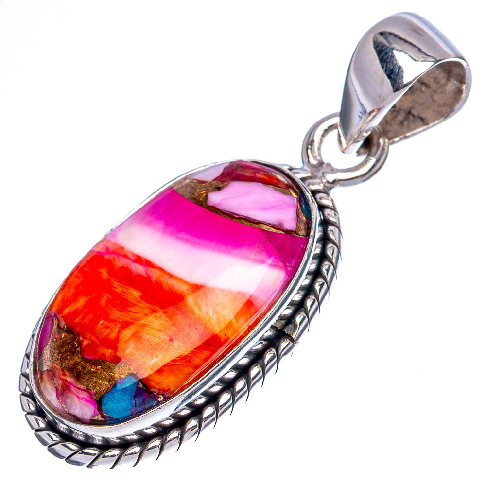 Kingman Pink Dahlia Turquoise Pendants 1 3/8" (925 Sterling Silver) P42377