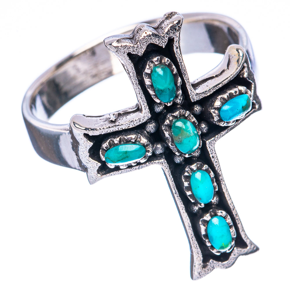 Rare Arizona Turquoise Cross Ring Size 9.5 (925 Sterling Silver) R3093