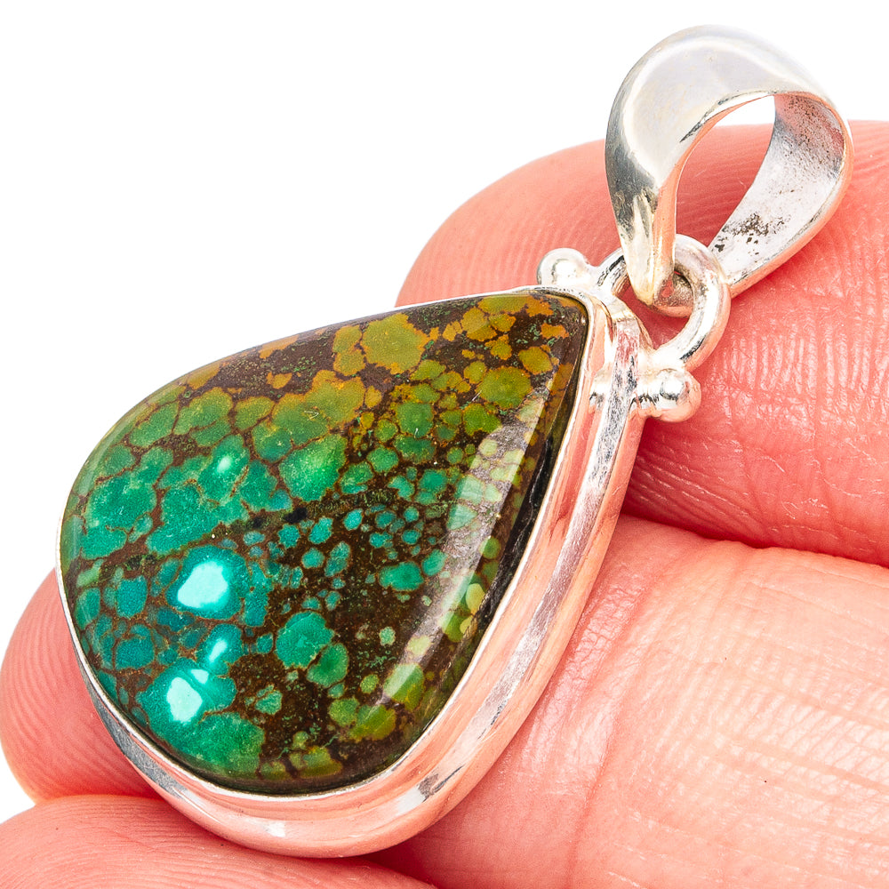 Rare Arizona Spider Web Turquoise Pendant 1 1/4" (925 Sterling Silver) P43308