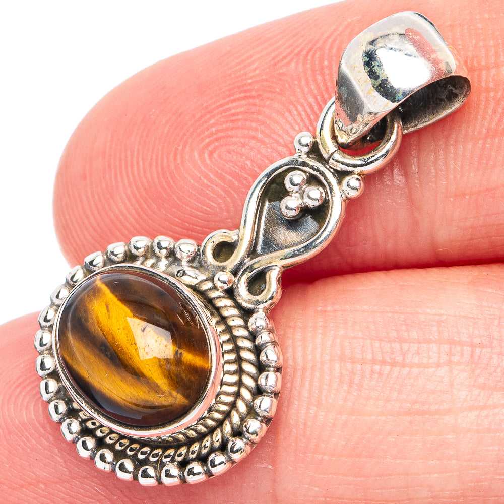 Dainty Tiger Eye Pendant 1 1/4" (925 Sterling Silver) P45314