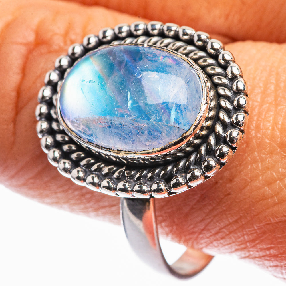 Rainbow Moonstone Ring Size 11.25 (925 Sterling Silver) R142279