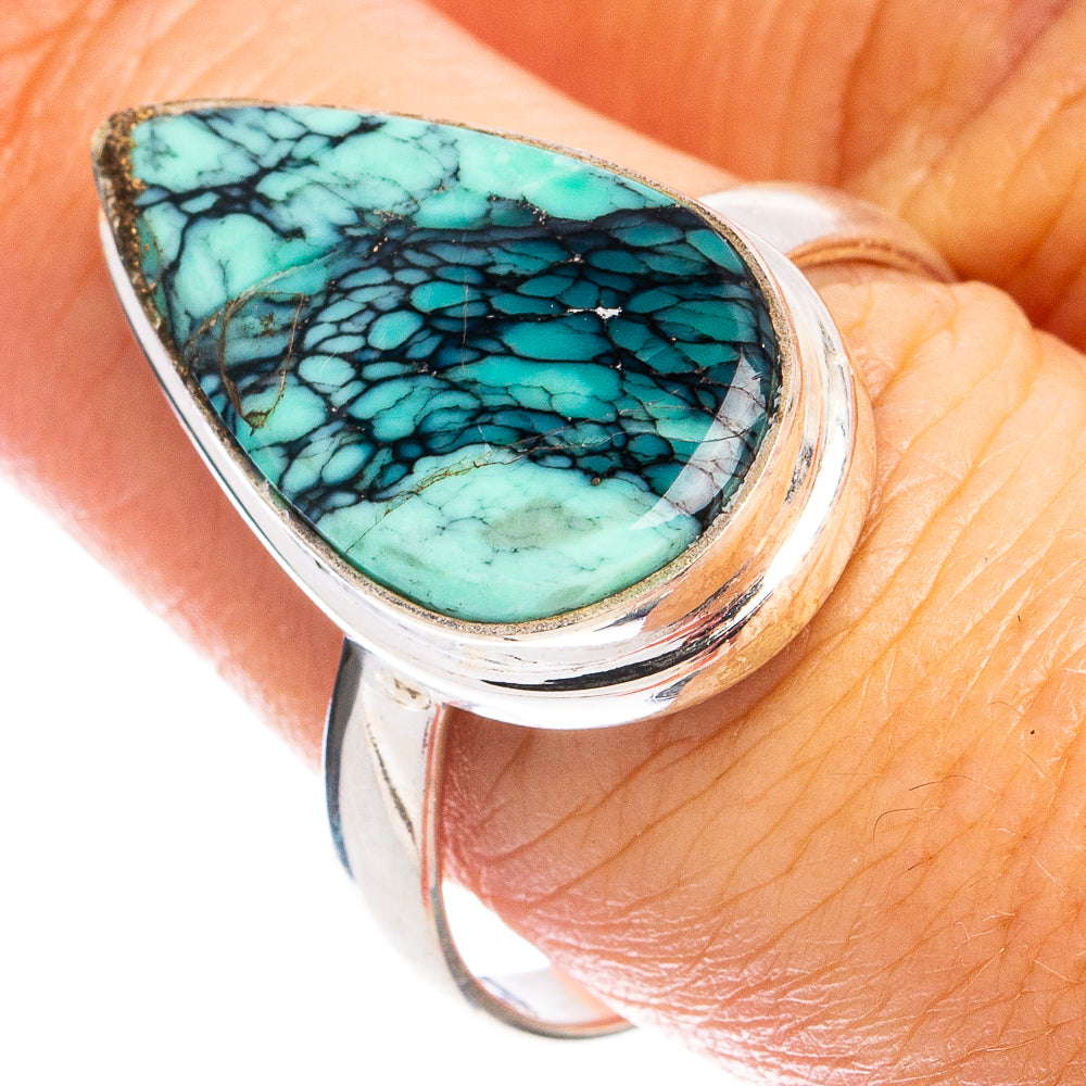 Rare Black Bridge Variscite Ring Size 9.75 (925 Sterling Silver) R8361