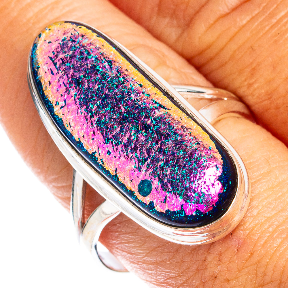 Dichroic Glass Ring Size 9.75 (925 Sterling Silver) R8515