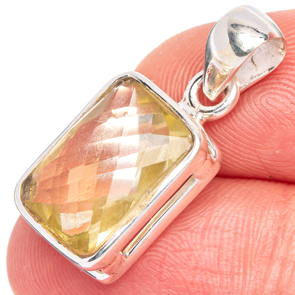 Lemon Quartz Pendant 1 1/8" (925 Sterling Silver) P40495