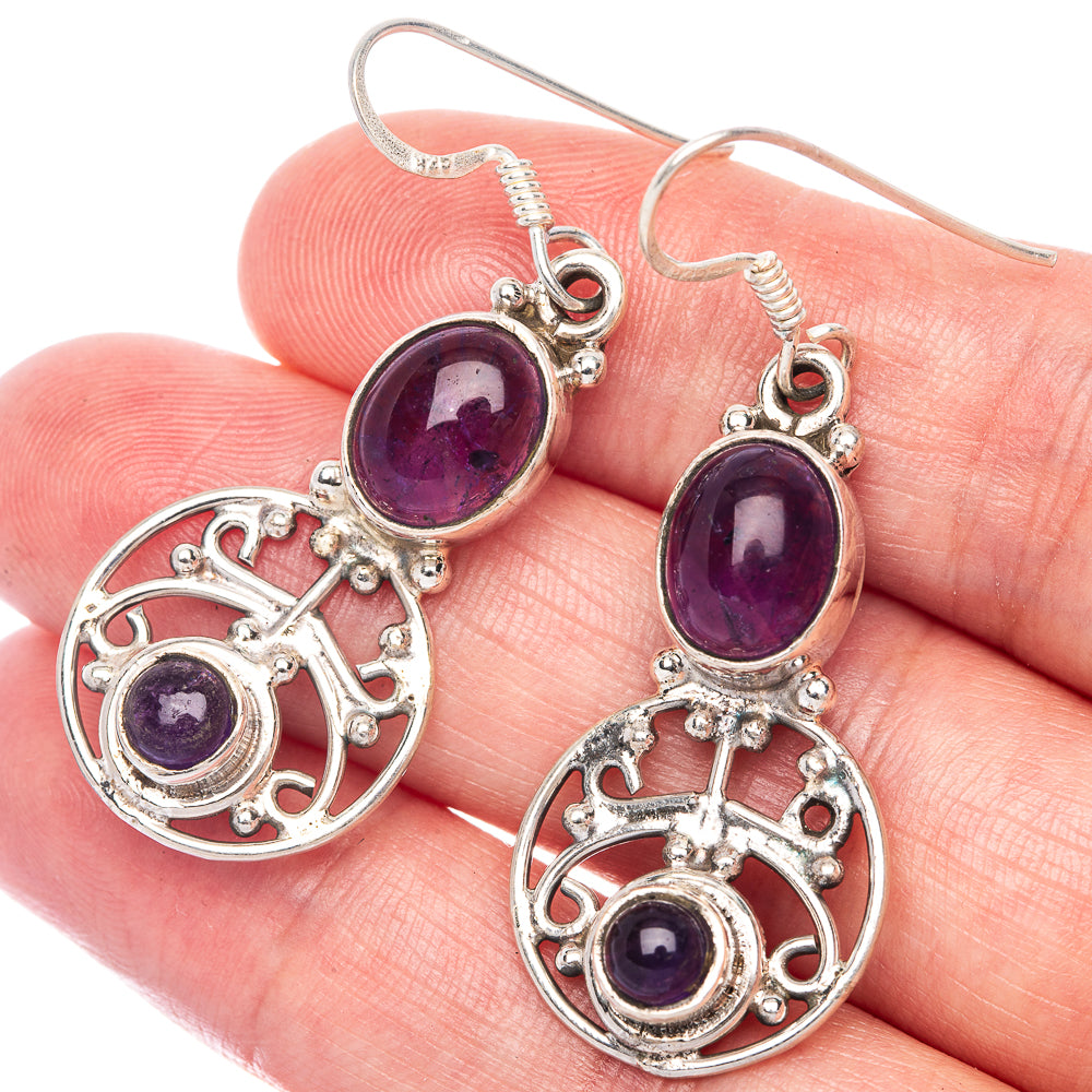 Amethyst Earrings 1 7/8" (925 Sterling Silver) E433153