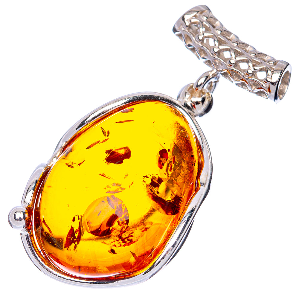 Anasilvercos Baltic Amber Pendant 1 3/8" (925 Sterlnig Silver)