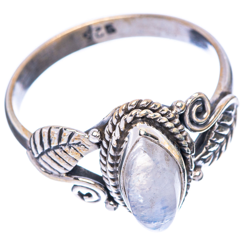 Rainbow Moonstone Leaf 925 Sterling Silver Ring Size 8 (925 Sterling Silver) R5337