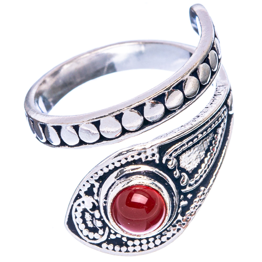 Red Onyx Dainty Ring Size 6 Adjustable (925 Sterling Silver) R5226