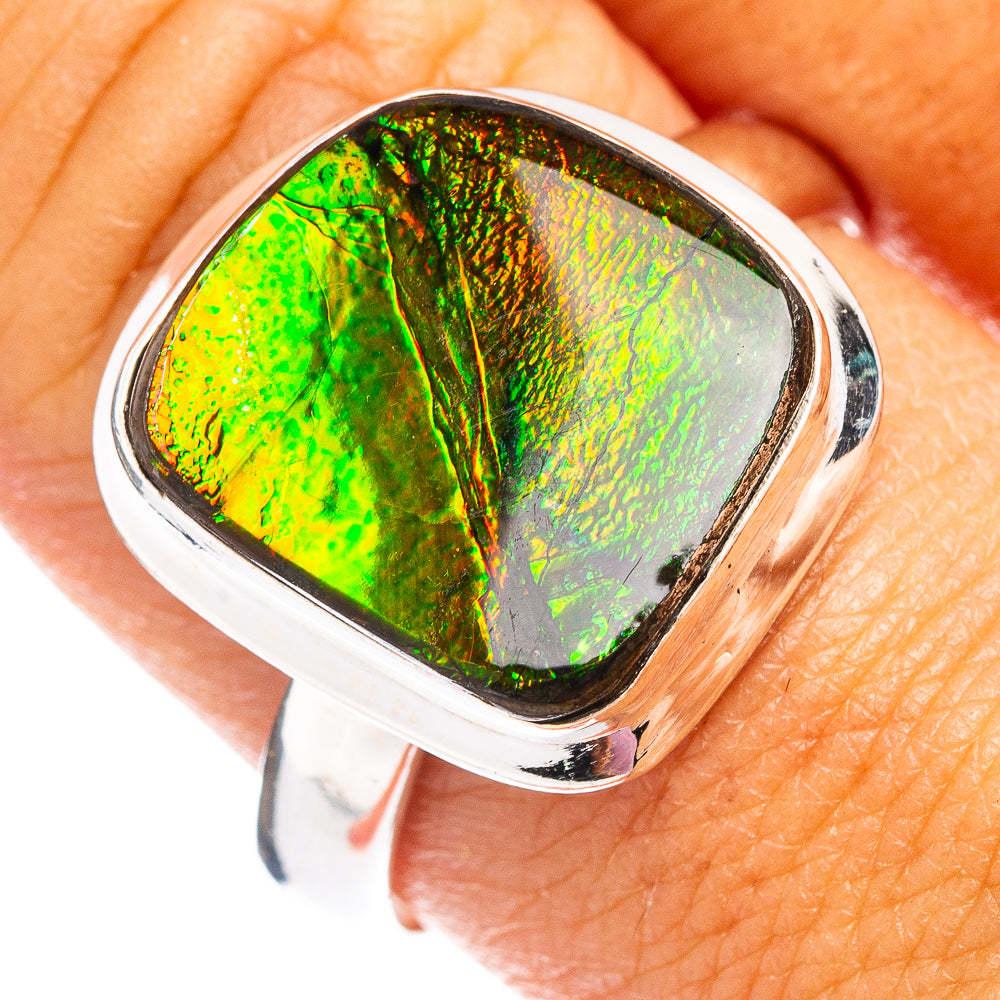 Premium Canadian Ammolite Ring Size 10 (.925 Sterling Silver)