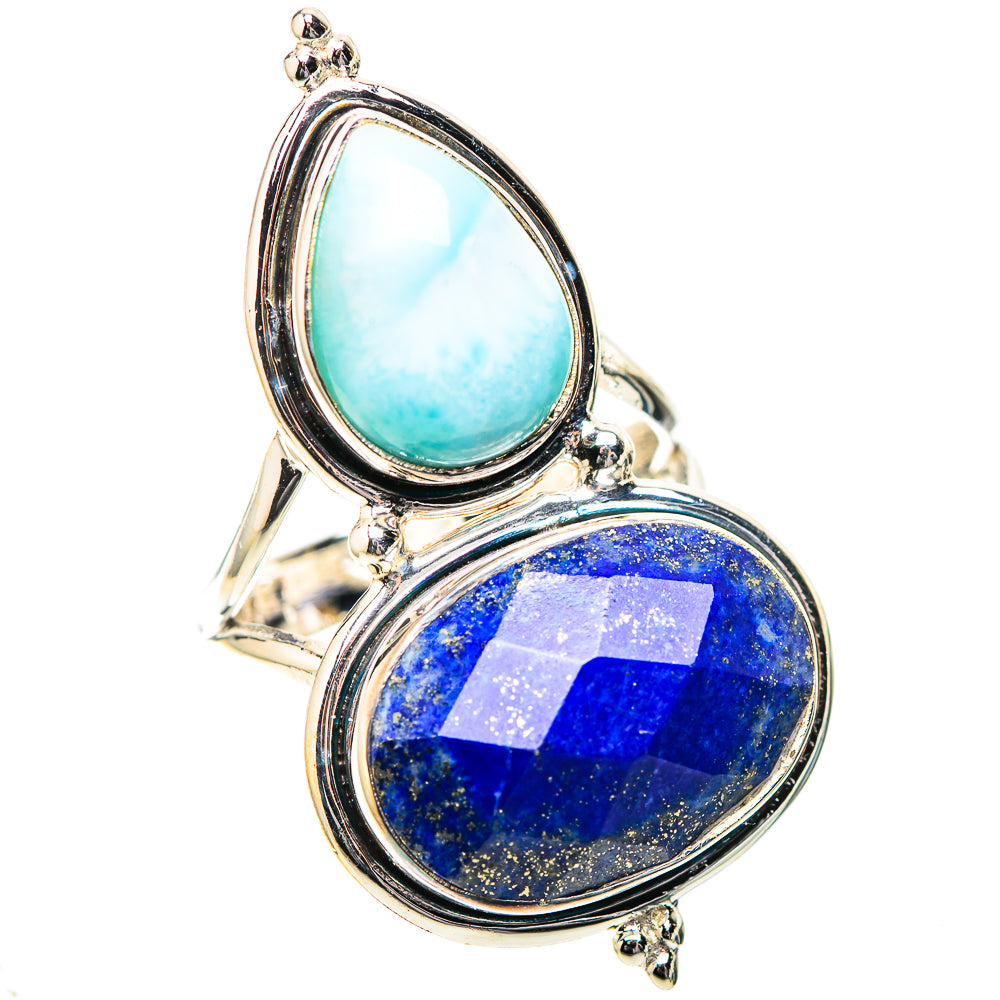 Large Lapis Lazuli, Larimar Ring Size 8.5 (925 Sterling Silver) RING138895