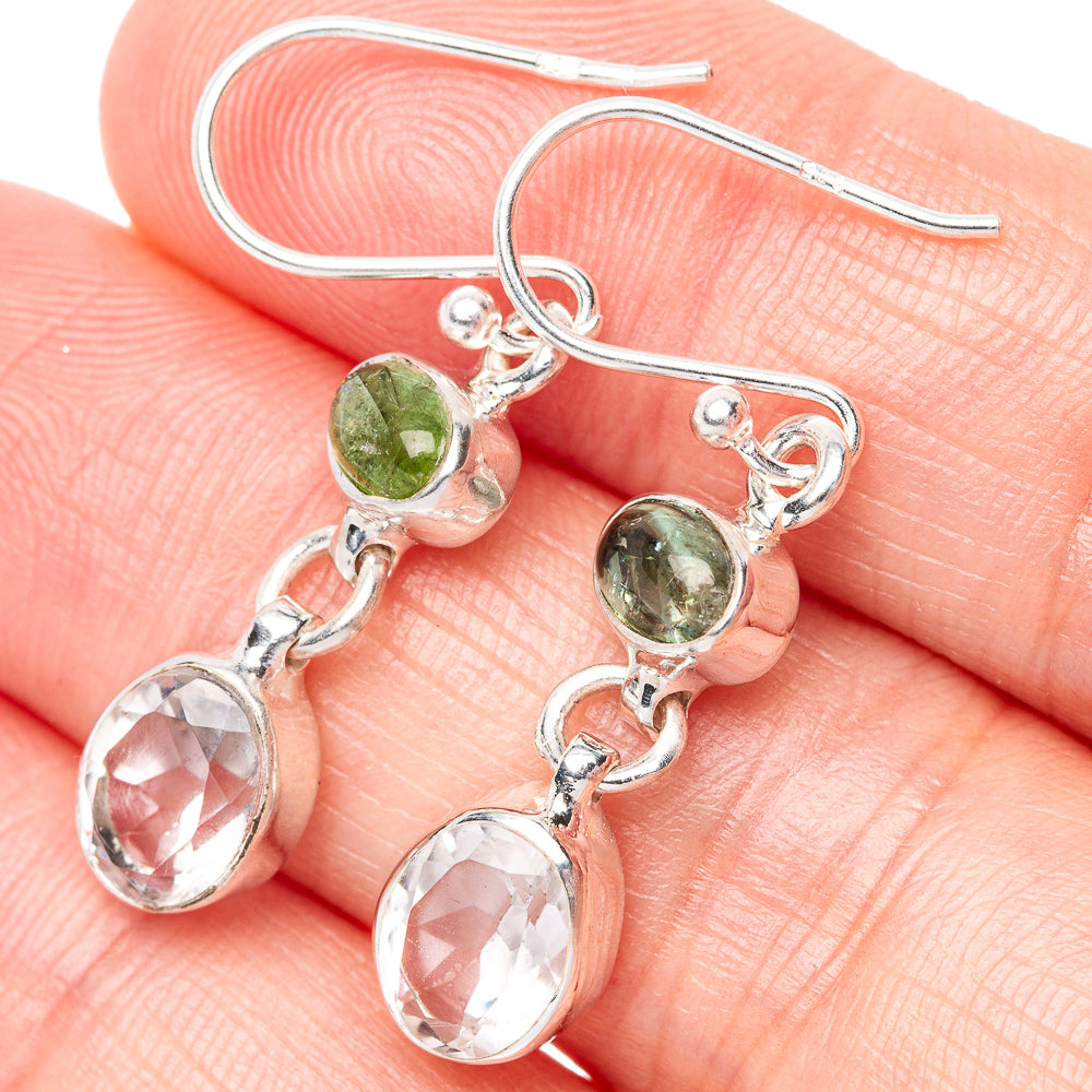 White Quartz, Peridot 925 Sterling Silver Earrings 1 3/8" (925 Sterling Silver) E1430