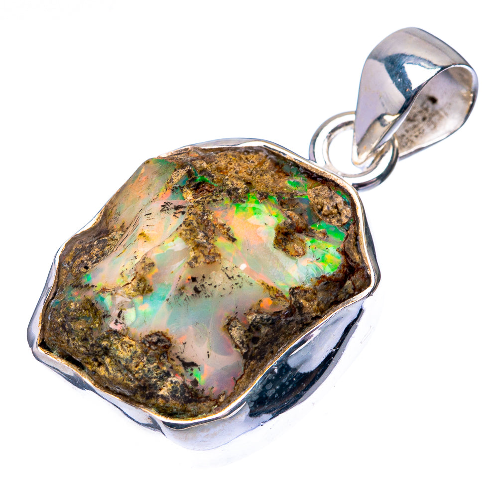 Raw Ethiopian Opal 925 Sterling Silver Pendant 1 1/4" (925 Sterling Silver) PD38636