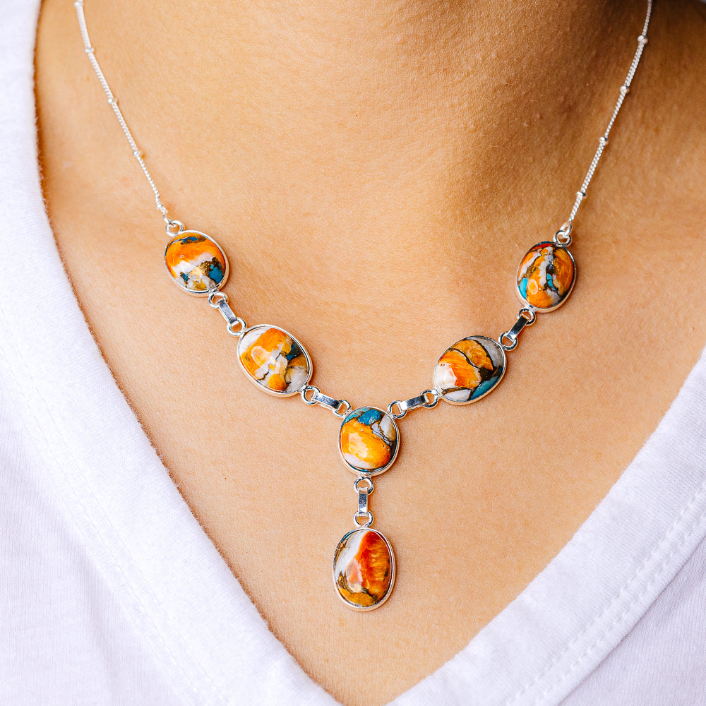 Spiny Oyster Turquoise Necklace 16 (925 Sterling Silver) N90179
