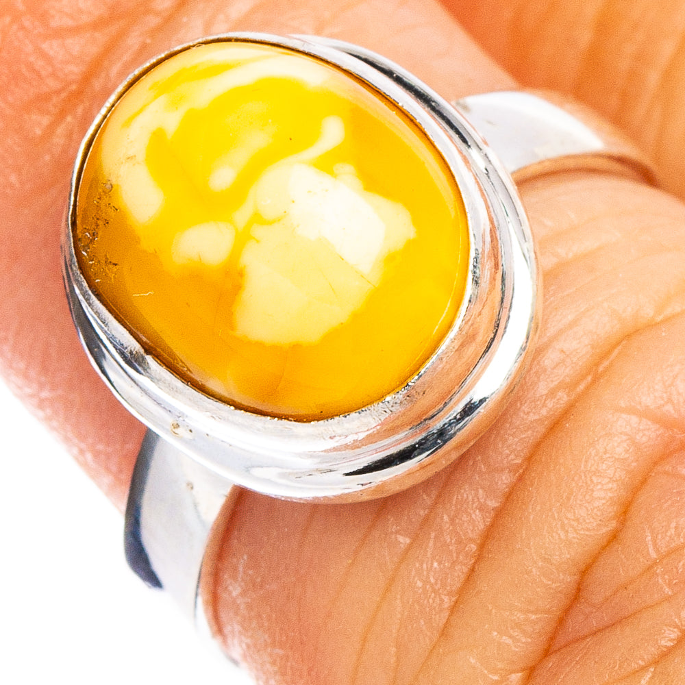 Bone Amber Ring Size 5 (.925 Sterling Silver)