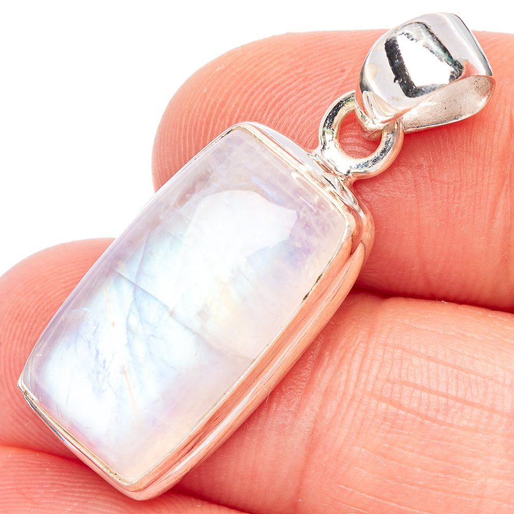 Rainbow Moonstone Pendant 1 1/4" (925 Sterling Silver) P44149