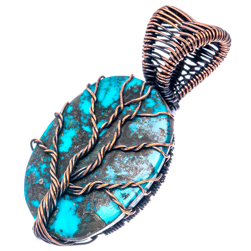 Turquoise Tree of Life Pendant 1 3/4" (Oxidized Copper)