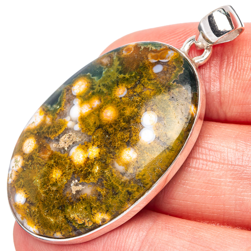 Ocean Jasper Pendant 1 7/8" (925 Sterling Silver) P43048