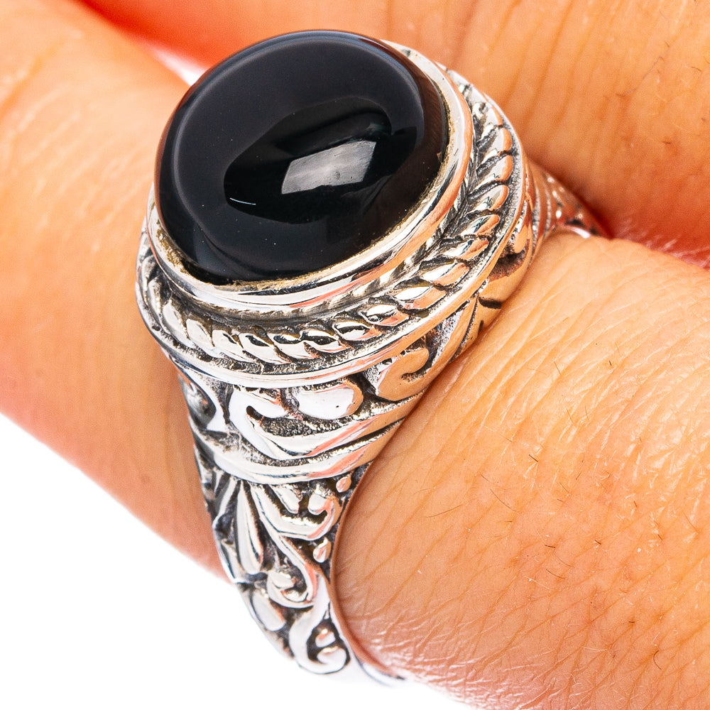 Black Onyx Ring Size 8 (925 Sterling Silver) R4837