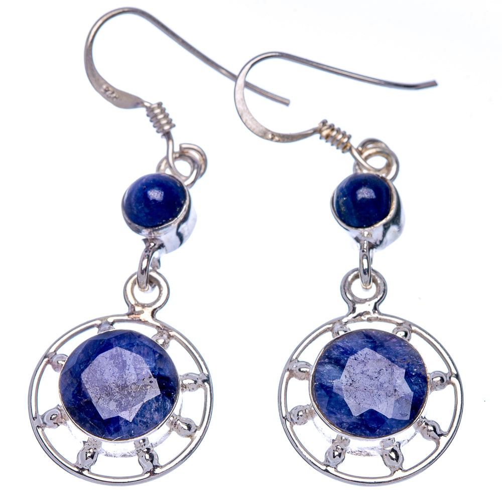 Sillimanite, Lapis Lazuli Earrings 1 3/4" (925 Sterling Silver) E433410