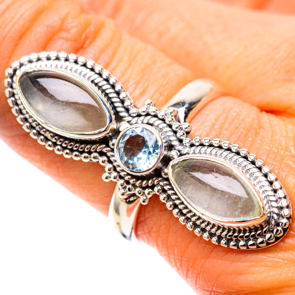 Large Natural Aquamarine, Blue Topaz Ring Size 9 (925 Sterling Silver) RING138029